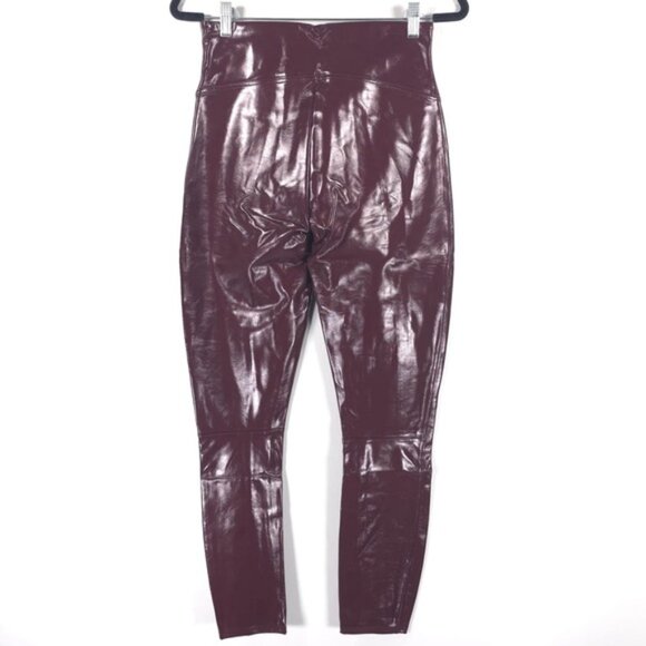 NWT SPANX‎ Faux Patent Leather Liquid Gloss LEGGINGS 20301R Ruby Size LARGE - Picture 7 of 16